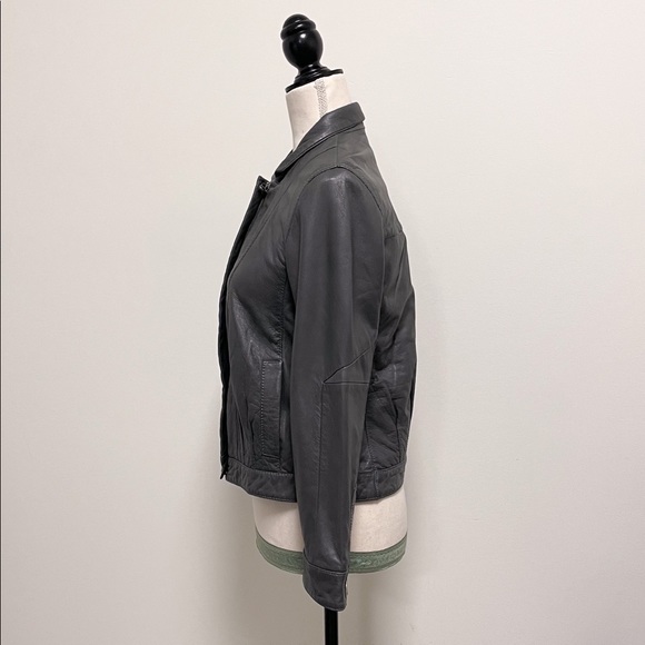 Zadig and Voltaire Gray Leather Leah Moto Jacket Medium Zip Up Lined RUNS SMALL - Picture 7 of 12